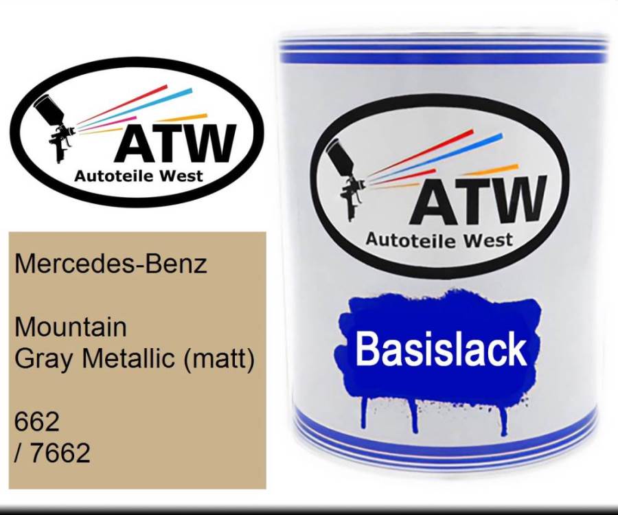 Mercedes-Benz, Mountain Gray Metallic (matt), 662 / 7662: 1L Lackdose, von ATW Autoteile West.